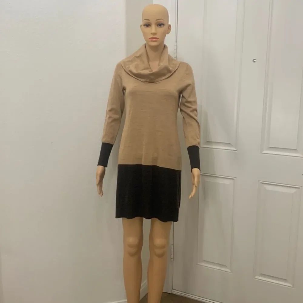 Ann Taylor Loft Petites XSP Brown Chocolate Mini Dress Tunic Cowl Neck New